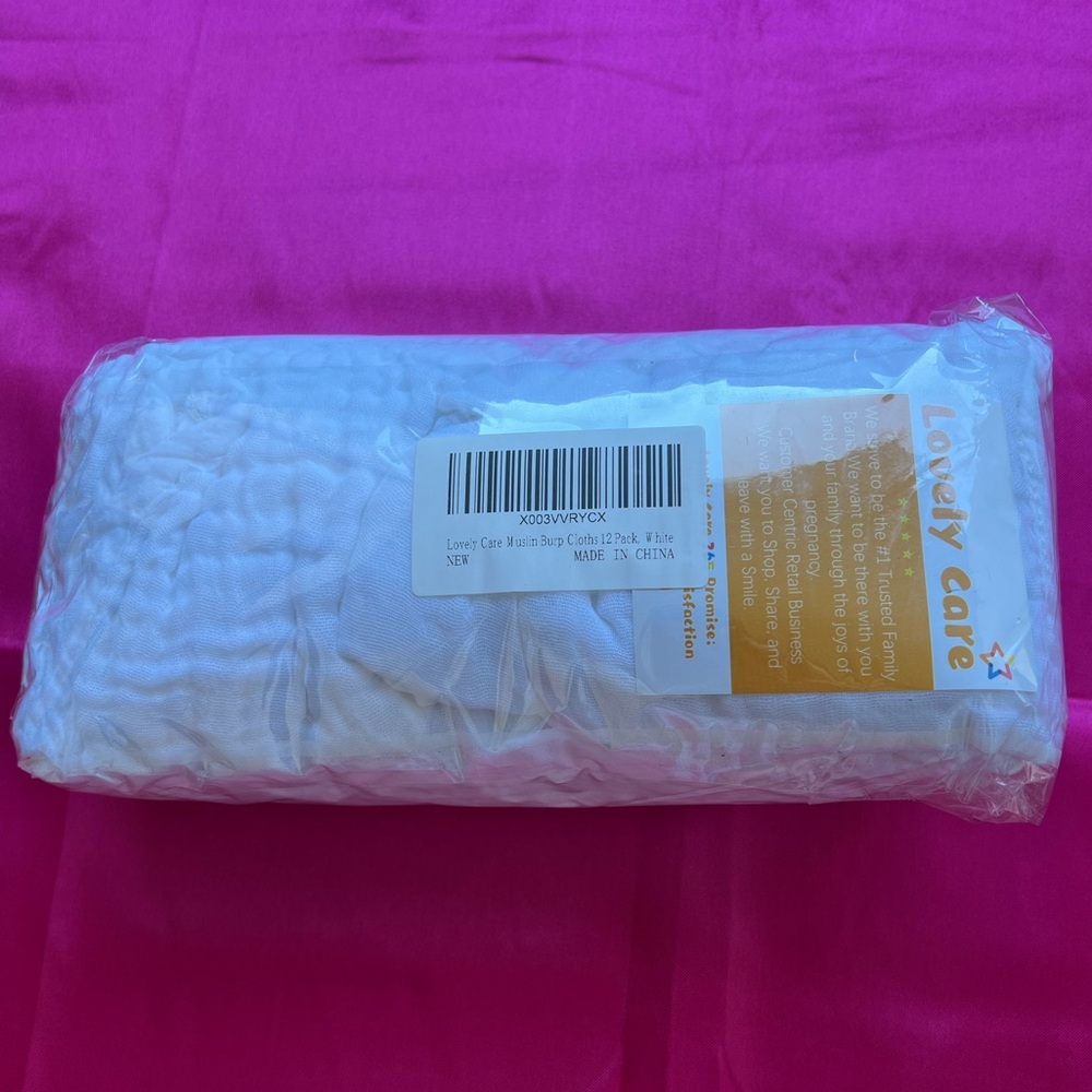 12 Pack Lovely Care Burp Cloths ~